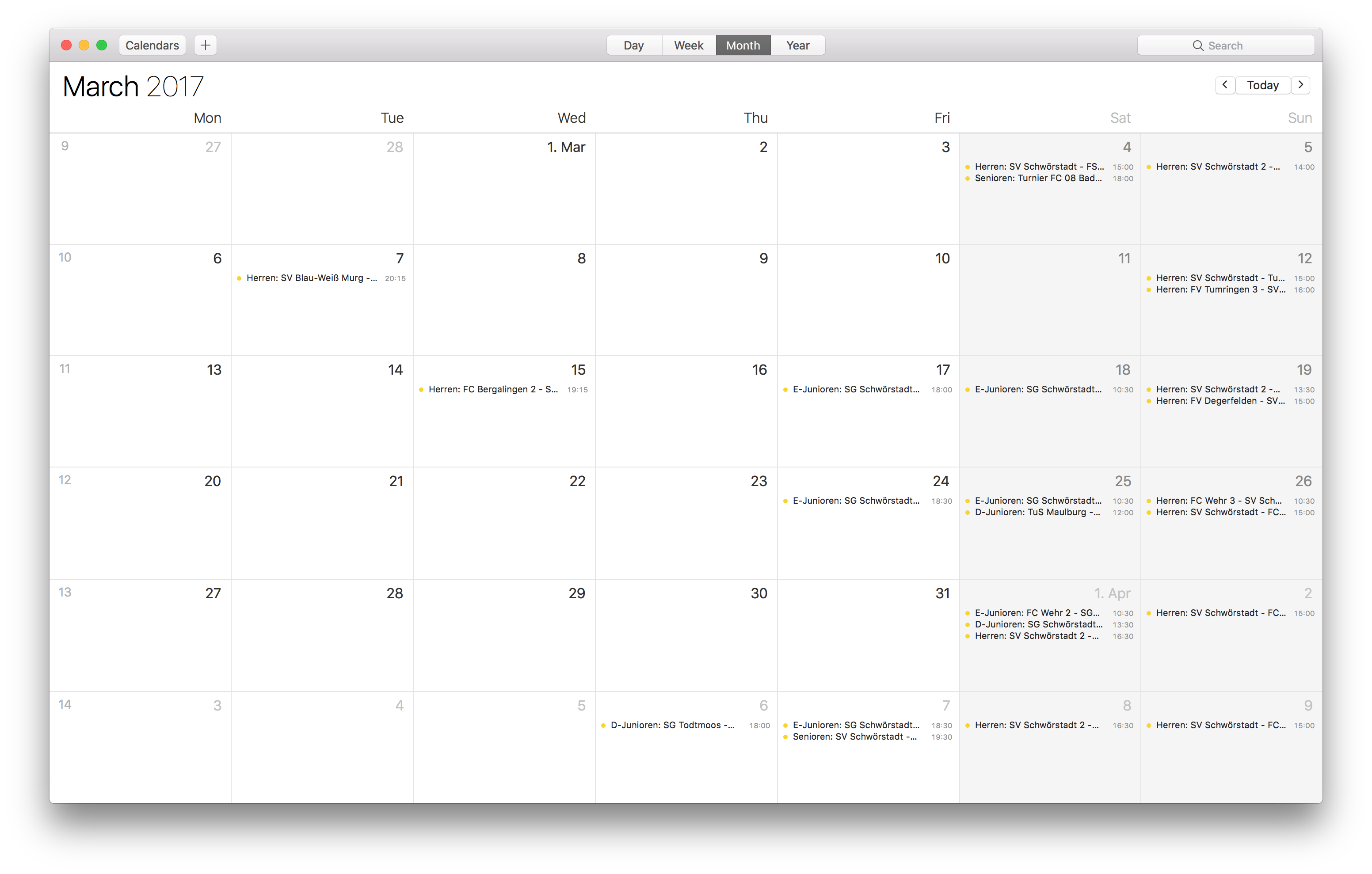 Kalender-Beispiel Mac Monat